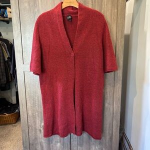 Eileen Fisher Large Cardigan Sweater Merino wool blend Long One Button